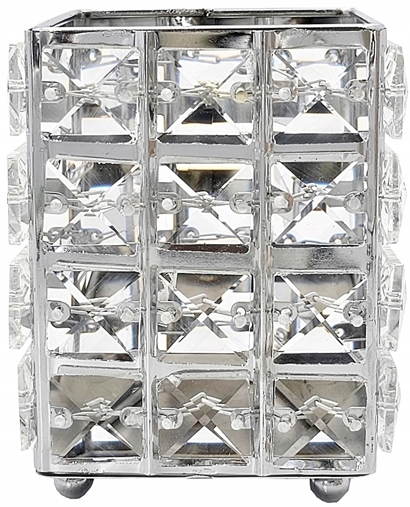 Pojemnik kryształowy PUDEŁKO organizer na pędzle kryształ F795 P silver