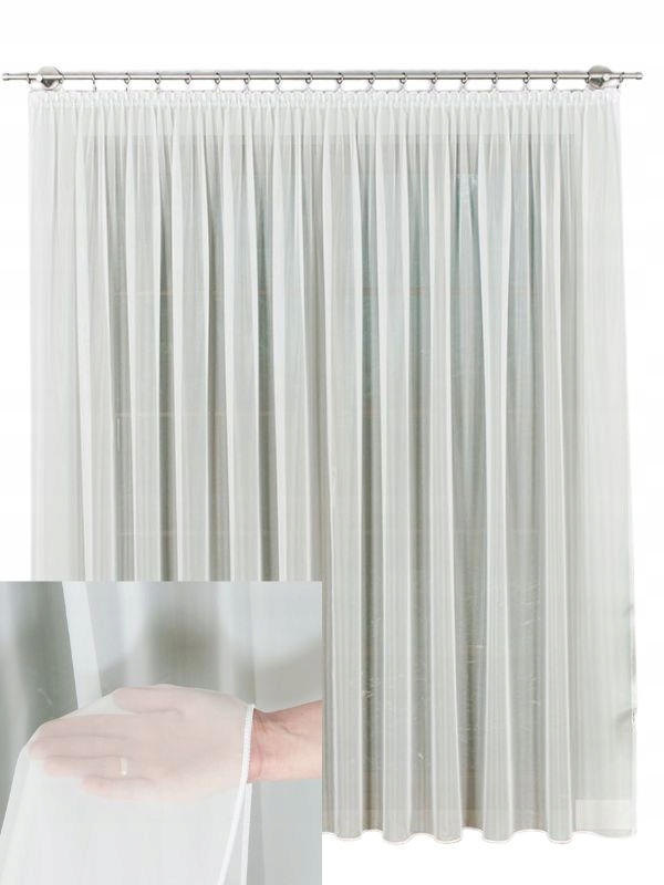 Klasické voálové záclony Záclona Voál Těžko hořlavý krémový s páskou š.180x170