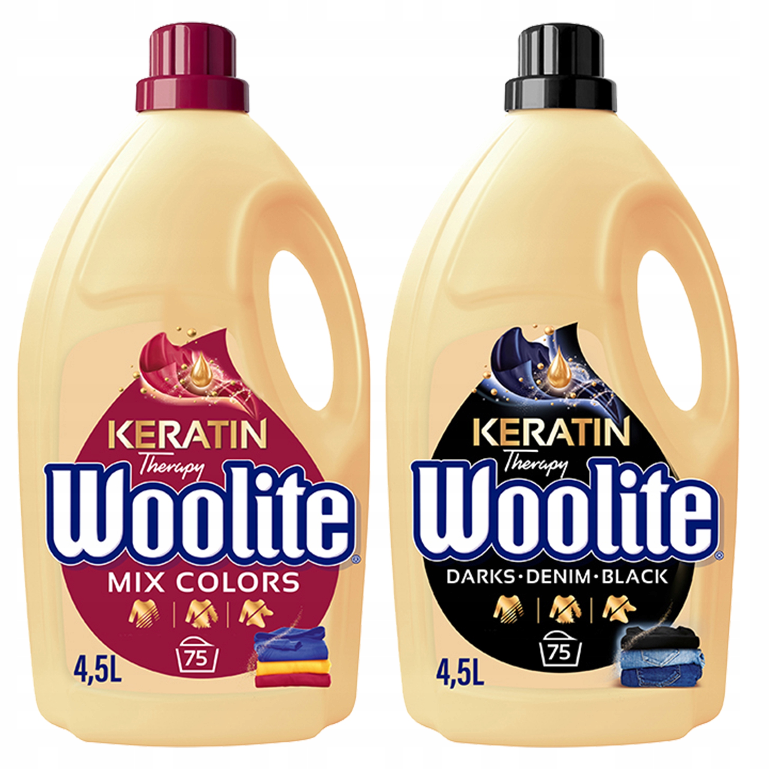 Levně Woolite Set MIX Tekutý Prací Prostředek Na Černou A Barvu S Keratinem 2X 4.5L