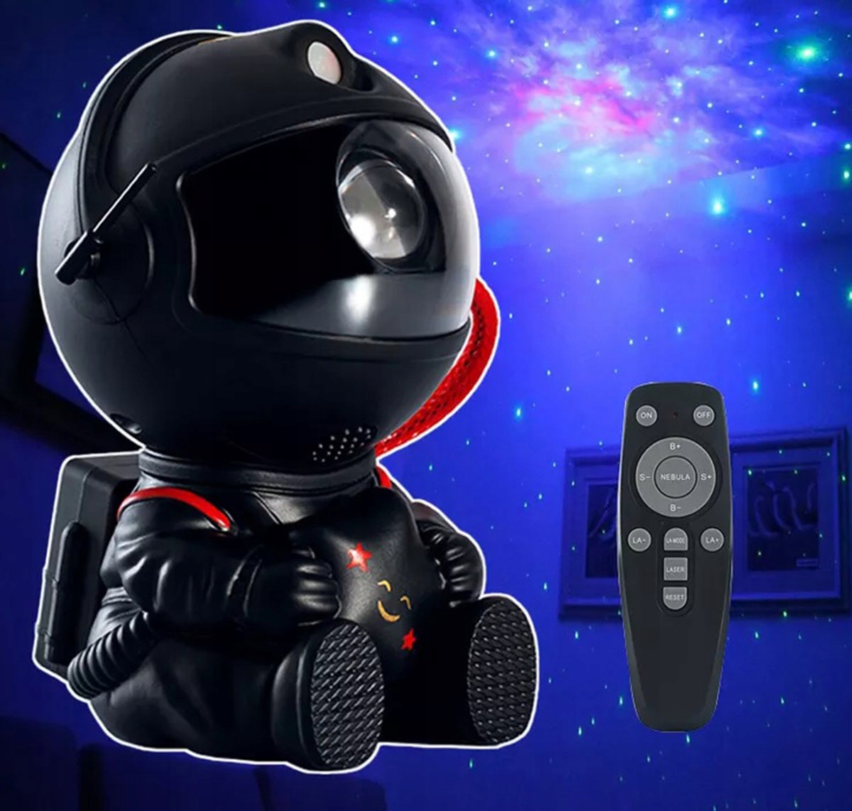 PROJEKTOR GWIAZD NIEBA LED RGB LAMPKA NOCNA ASTRONAUTA DLA DZIECKA AK235C Marka Aptel