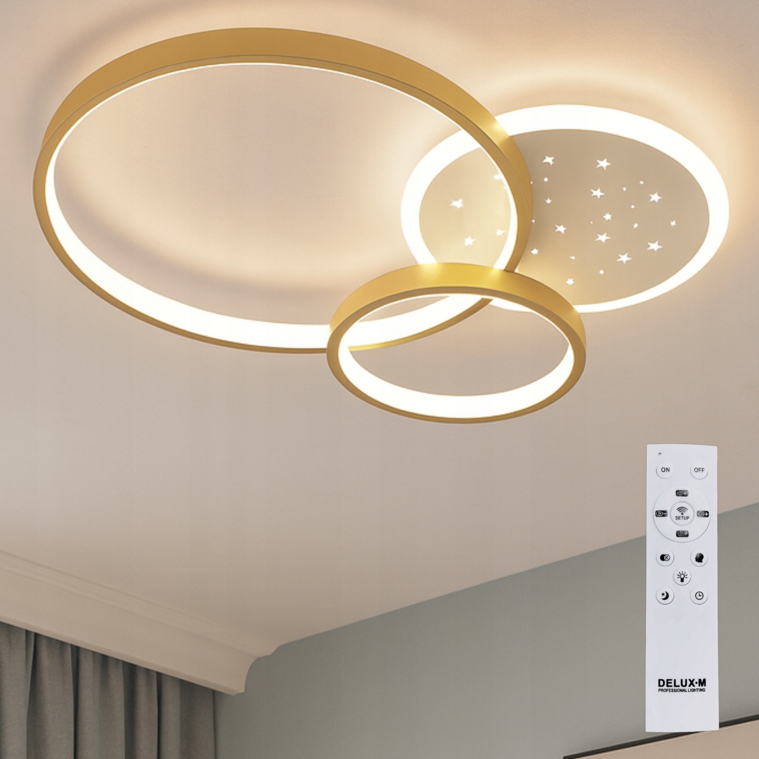 Závěsná lampa Stropní Svítidlo Led modern zlatá moderní Dálkový Ovladač do ložnice