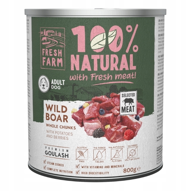 FRESH FARM MONO PROTEIN MONOBIAŁKOWA GULASZ PIES MIX SMAKÓW 12X800G Marka FRESH FARM