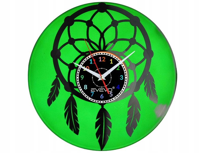 Nástěnné Hodiny Lapač Amulet Lovec Snů Fluorescenční Pozadí Vinylová Deska P