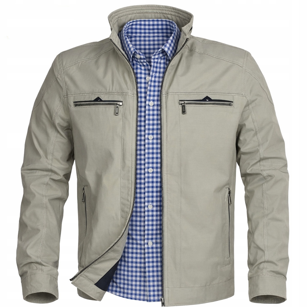 Kurtka męska wiosenna bawełna beżowa Sarow Milano rozmiar 3XL