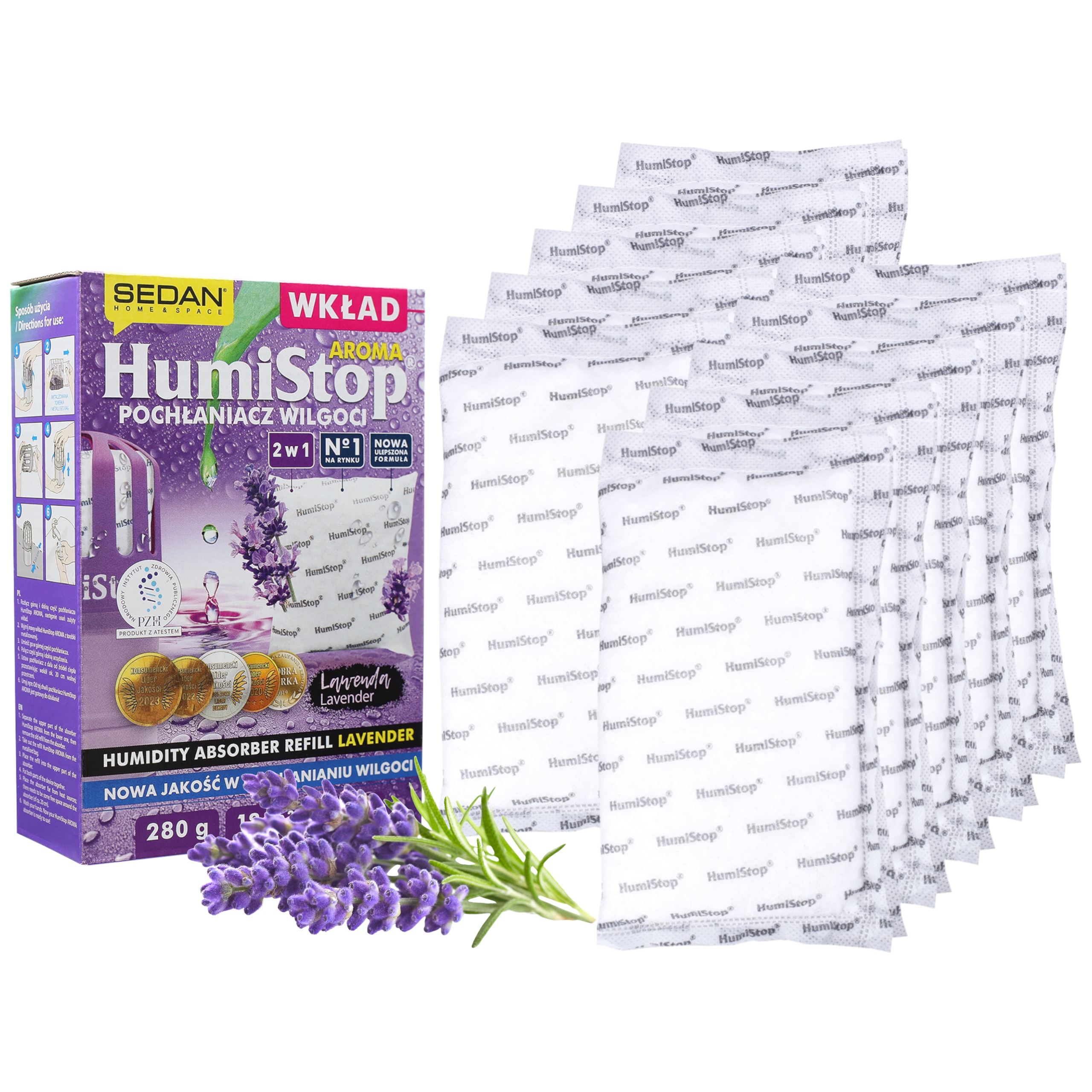 Náplň HumiStop do pohlcovače vlhkosti 280 g vůně levandule 10 kusů