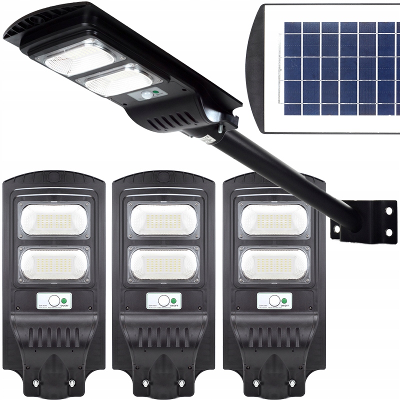 3x Latarnia Lampa Led Z Panelem Solarny Duża Mocna Wodoodporna IP65 Pilot