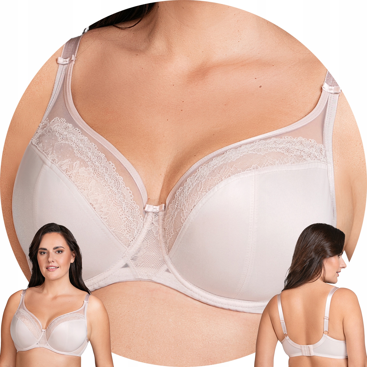 Vivisence 1081 beżowy koronka Biustonosz miękki tiul 85E Soft