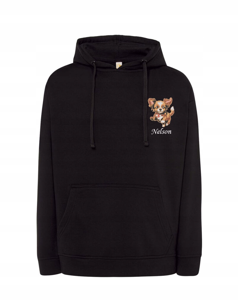 Mikina S Výšivkou Jména Dlouhosrstého Čivava Unisex Černá M Dárek Bavlna