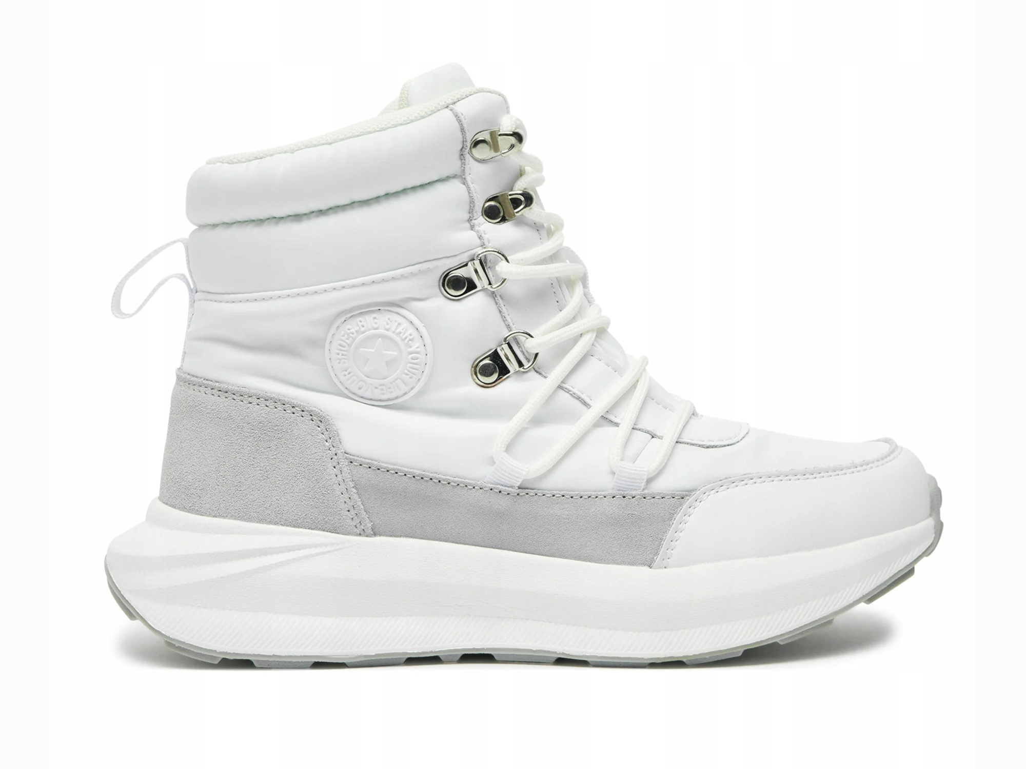 Boty dámské kotníkové boty zimní Big Star bílé OO274A143 sněhule 40
