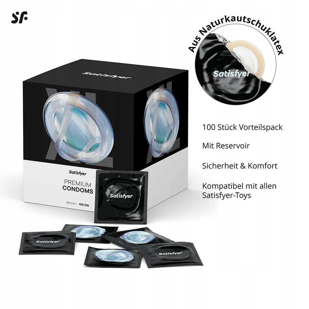 SATISFYER Prezerwatywy XL Dla Mężczyzn 100 Sztuk 60 mm Cienkie i Bezpieczne — miniatura 4