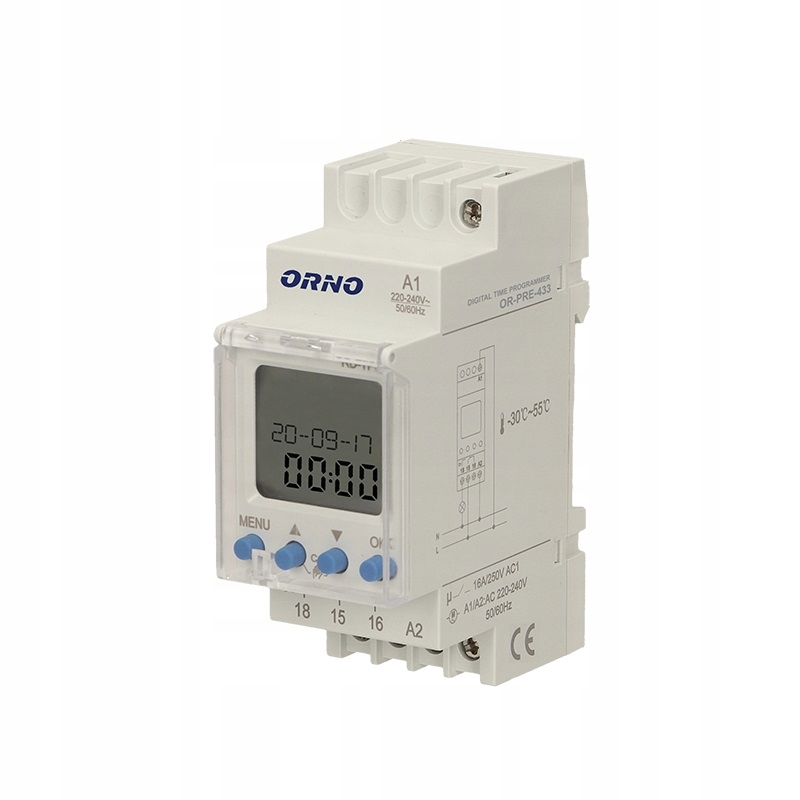 Programator czasowy Timer na szynę LCD 52 programy