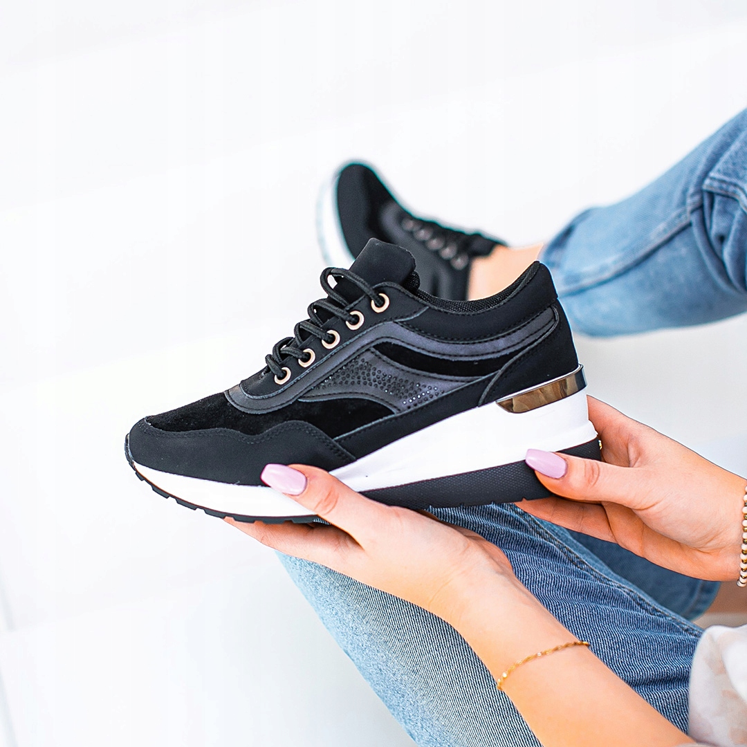 Czarne adidasy sneakersy damskie ukryty koturn 39 Marka inna