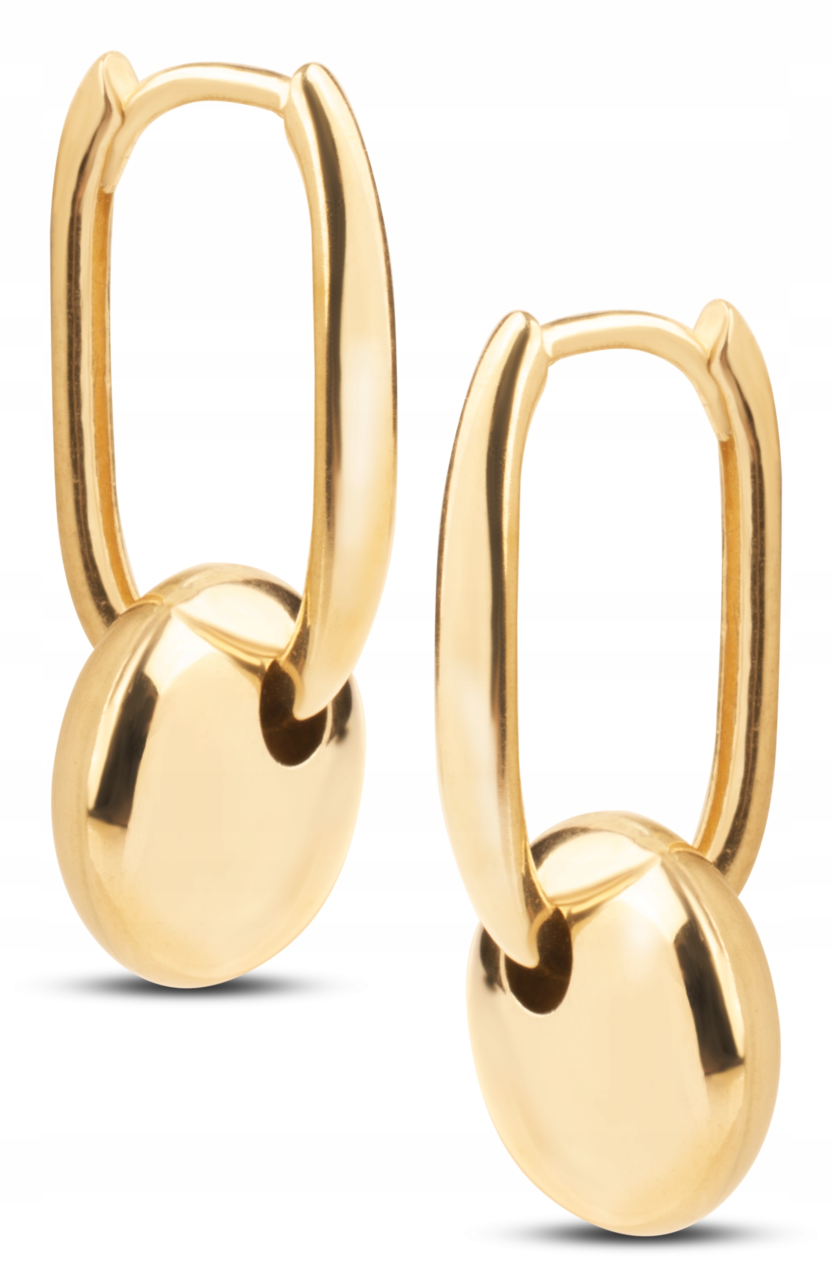 Złote Owalne Kolczyki Z Zawieszkami Simple 2W1 14KT 585