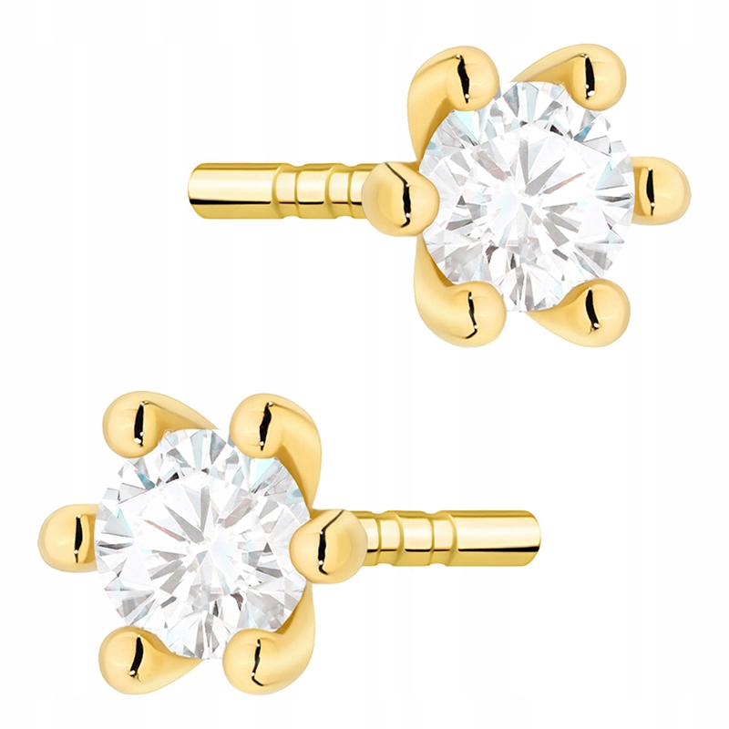 Zlaté Náušnice pr. 585 Klasické s laboratorními diamanty 0,20ct 14k