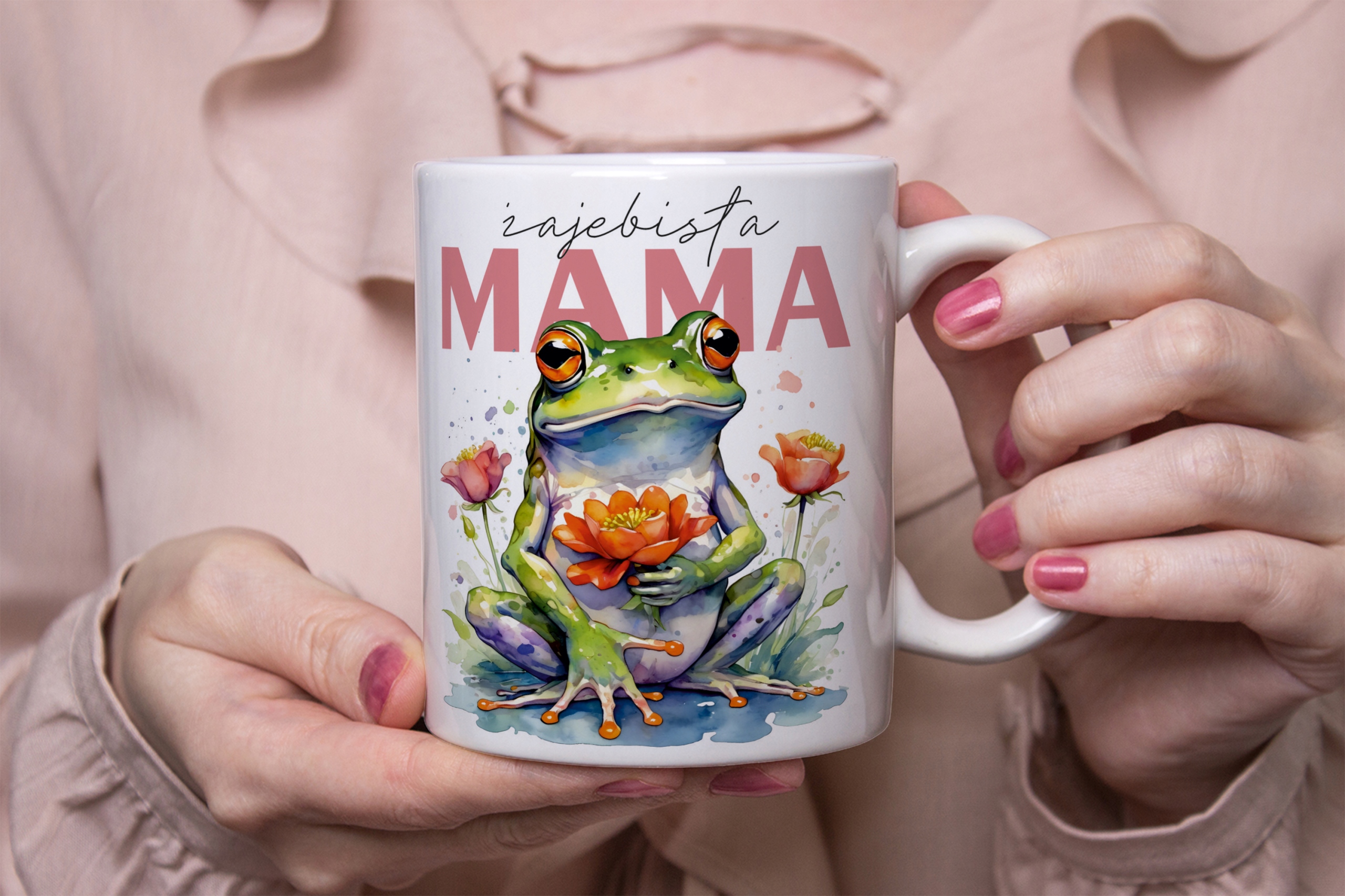 KUBEK PODUSZKA NA DZIEŃ MATKI MAMY PREZENT ŻAJEBISTA ŻABA MAMA - PREMIUM - Marka inna