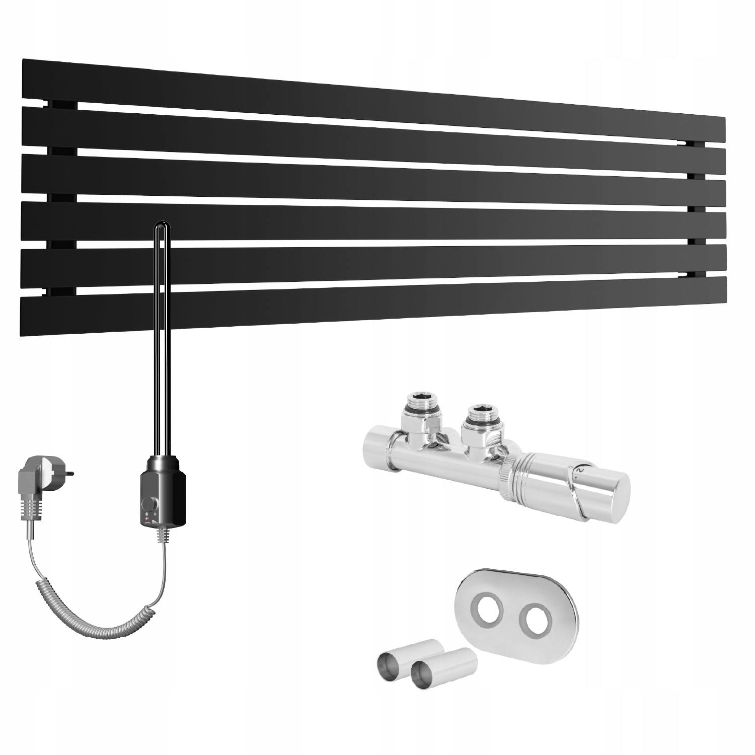Set Vodovodní a elektrický horizontální ohřívač Bello 45x180 Černý Mat
