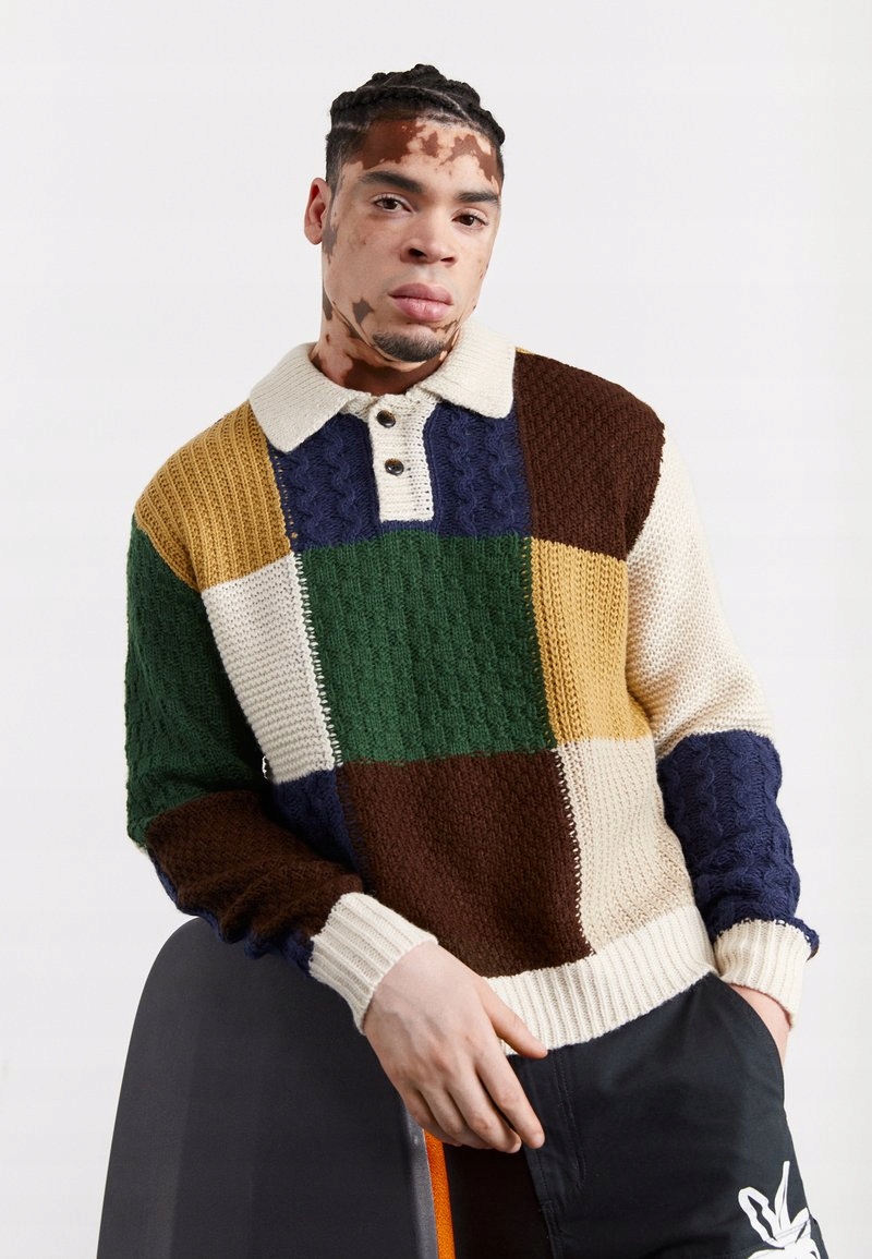 Kostkovaný svetr s límečkem Obey M