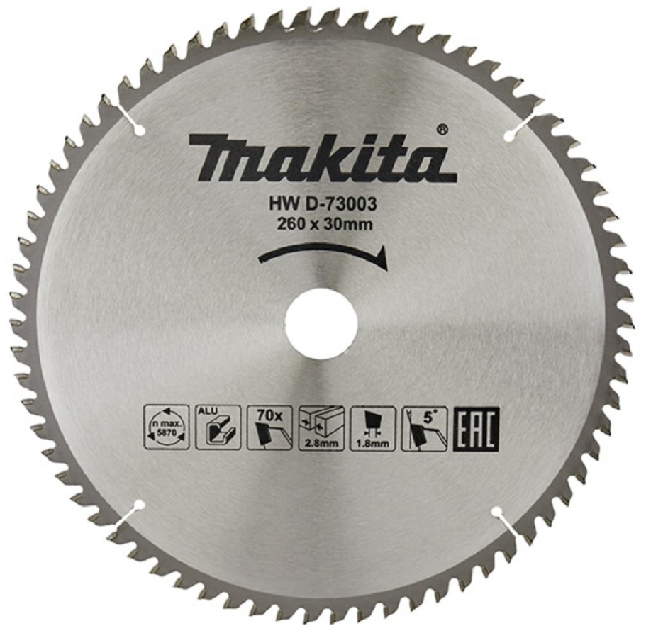 Makita Tarcza Piła 260 mm do aluminium D-73003 260x30 mm 70Z do ukośnica