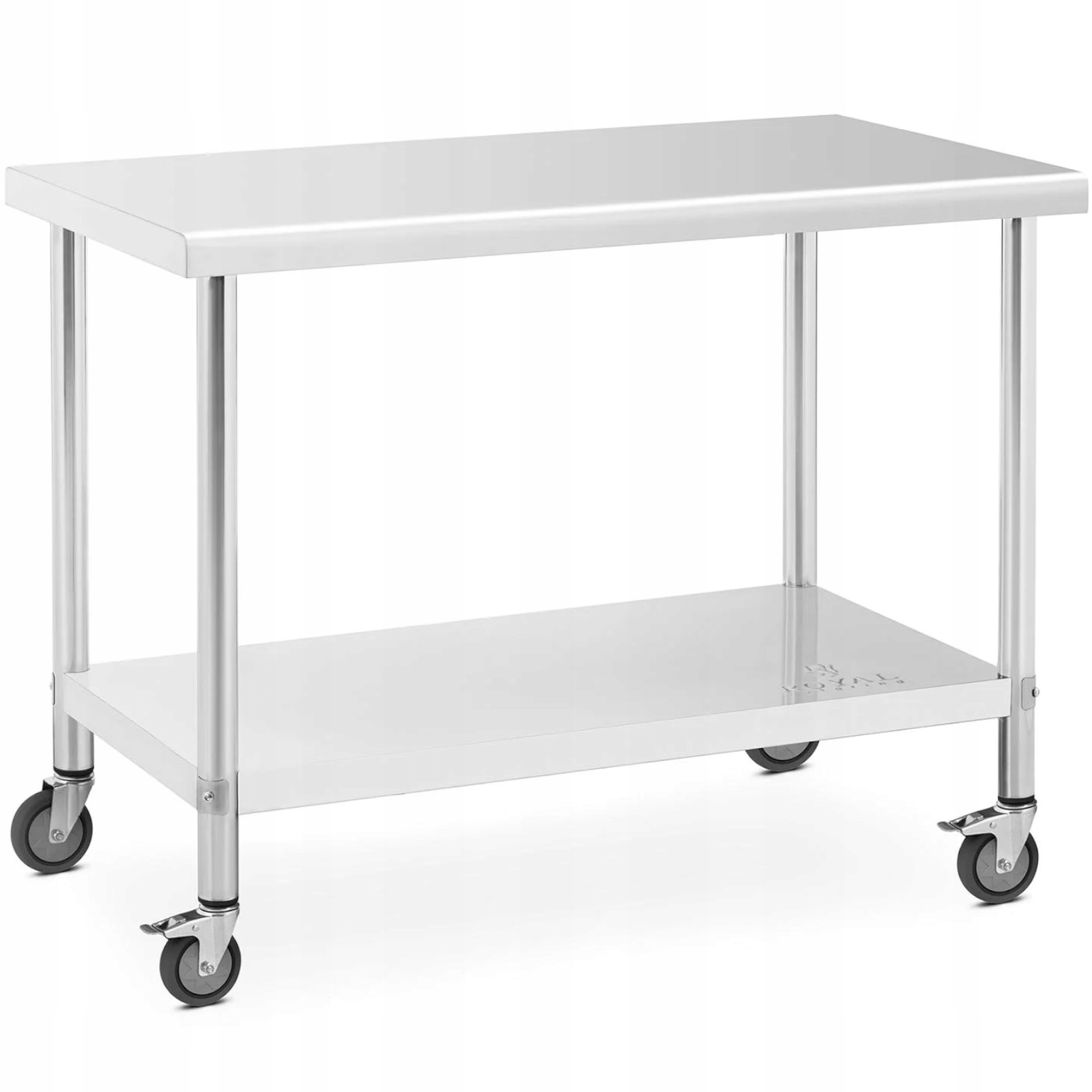 Kovový gastronomický stůl na kolečkách s policí Ocel 60 x 120 cm