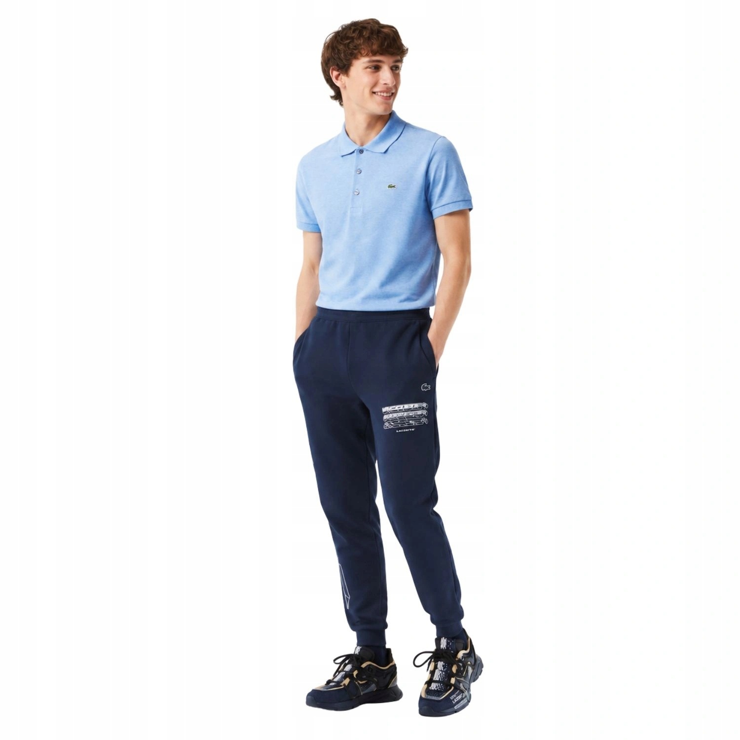 Pánské sportovní kalhoty Lacoste s fleecem, teplákové, modré, sportovní, vel.