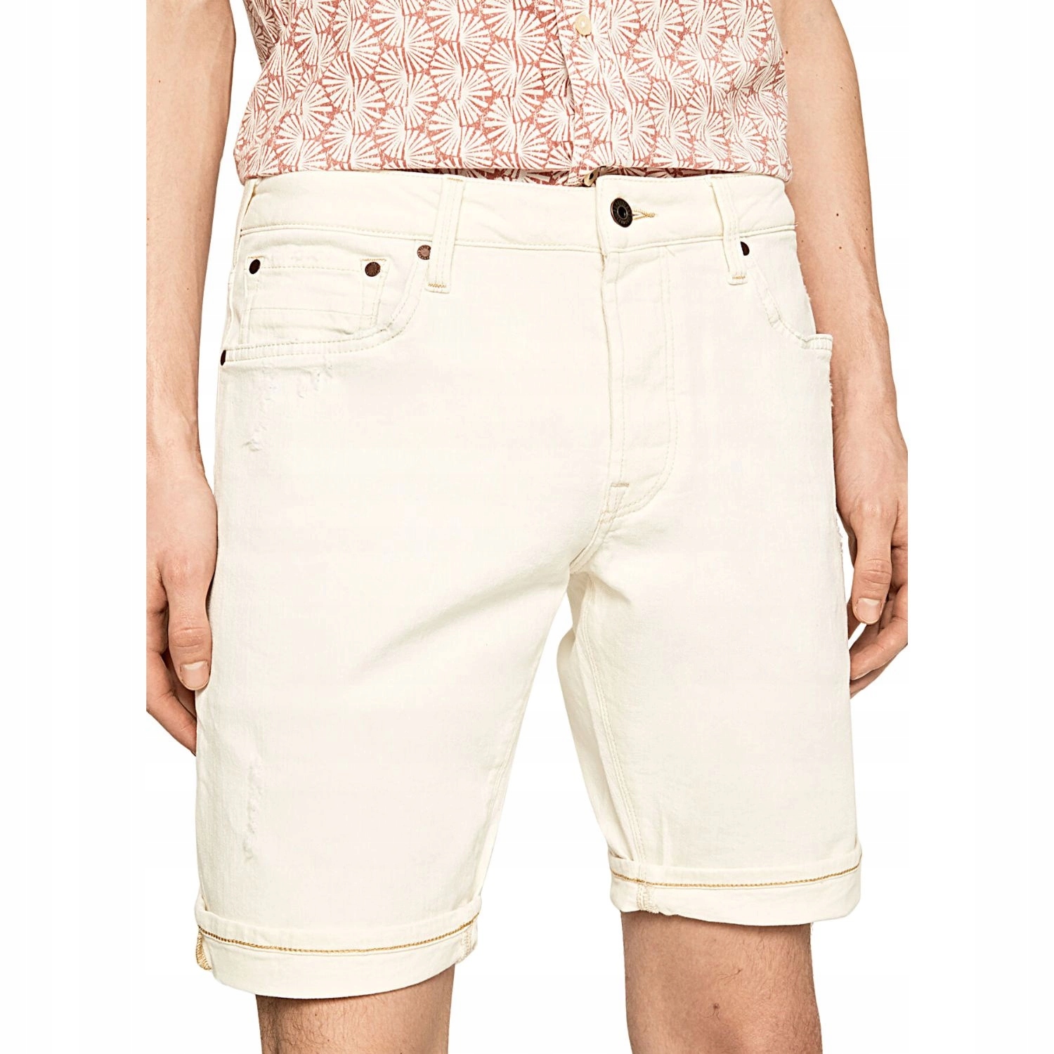 Kraťasy Pepe Jeans Stanley pánské krátké džínové kraťasy ecru W32