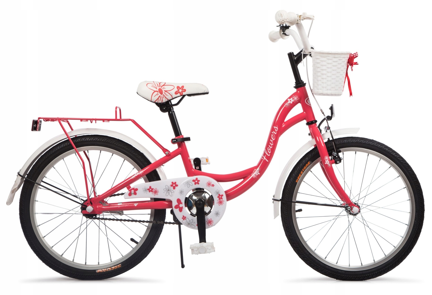 Polski Rower Dziecięcy 20" Flowers Rowerek dla Dziewczynki 5-8 lat stopka
