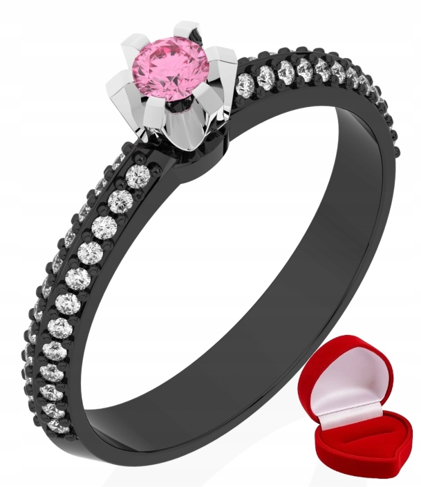 Zlatý Prstýnek 585 14k Safír 0,09 ct Černé Zlato R14