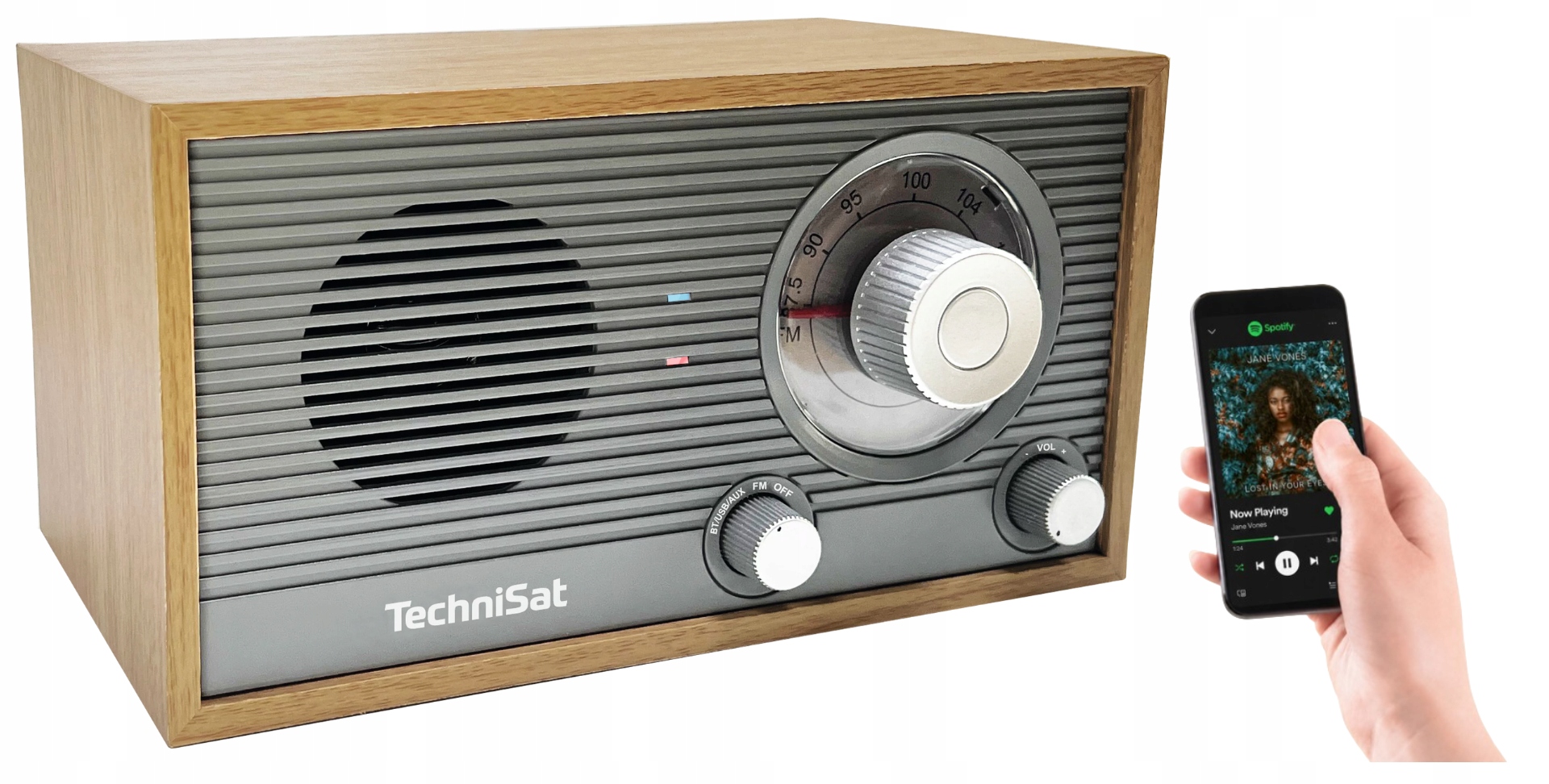 Rádio TechniSat Classic 205 Fm Bluetooth Usb Dřevo Aux MP3 2,5 W