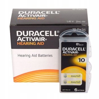 

60 x baterie do aparatów słuchowych Duracell 10
