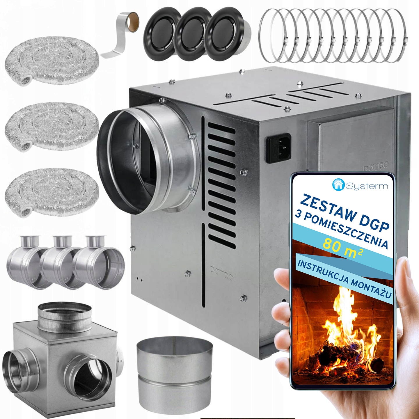 Komínová Turbína Ventilátor Komínový Set Dgp 3 miestnosti 80 m2