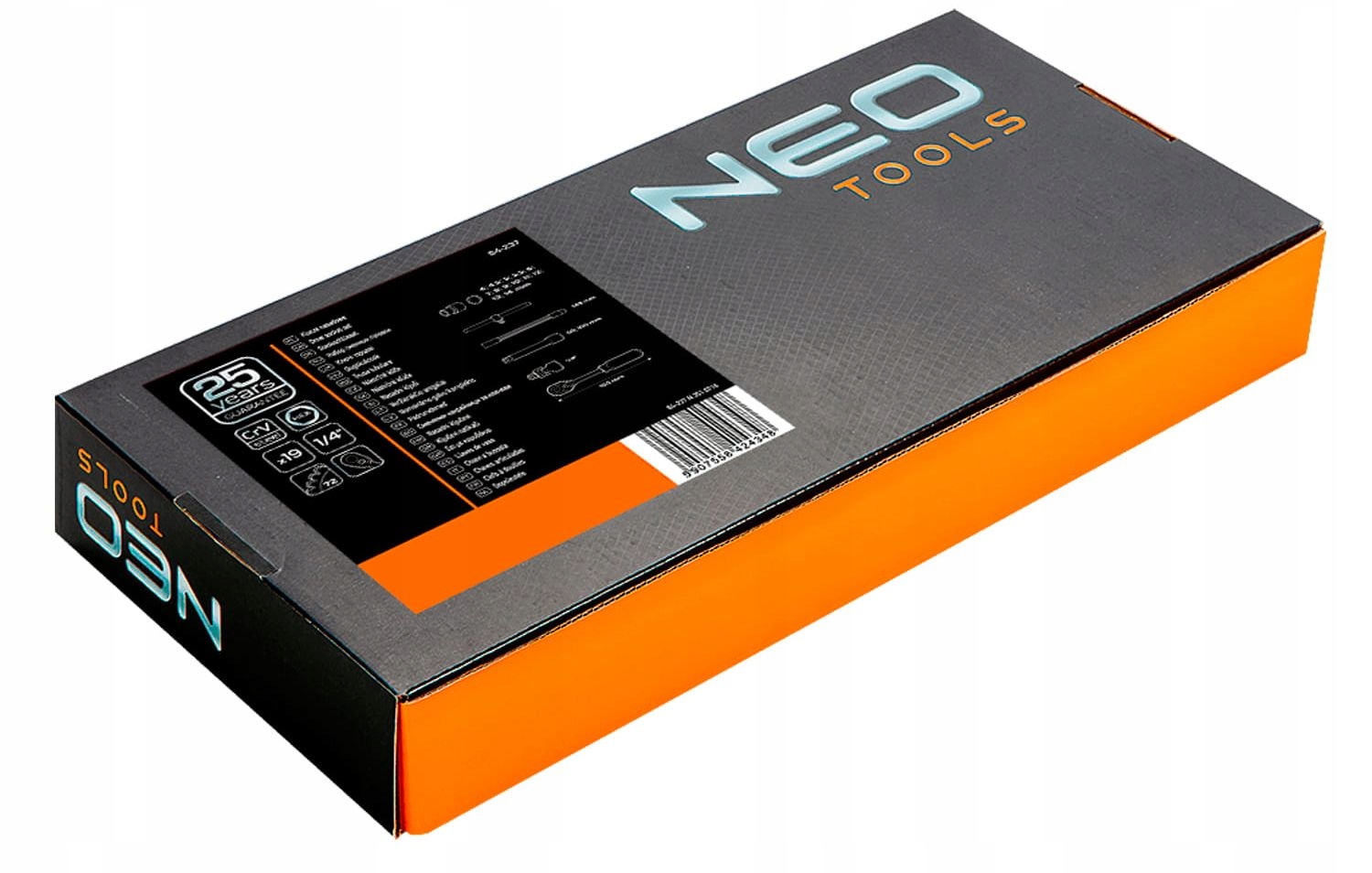 KLUCZE NASADOWE 1/4" Z GRZECHOTKĄ 19szt WKŁADKA 84-237 NEO EAN (GTIN) 5907558424348