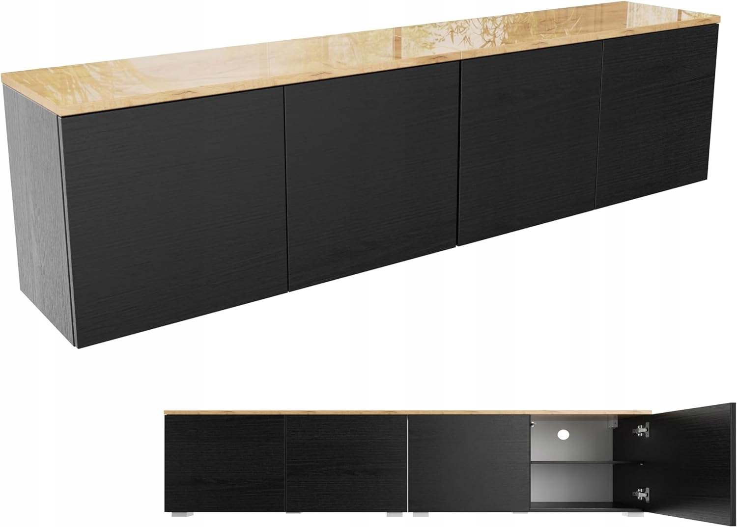 Szafka Rtv Luna Komoda 180 (2 x 90) x 35 x 44 cm wisząca stojąca czerń