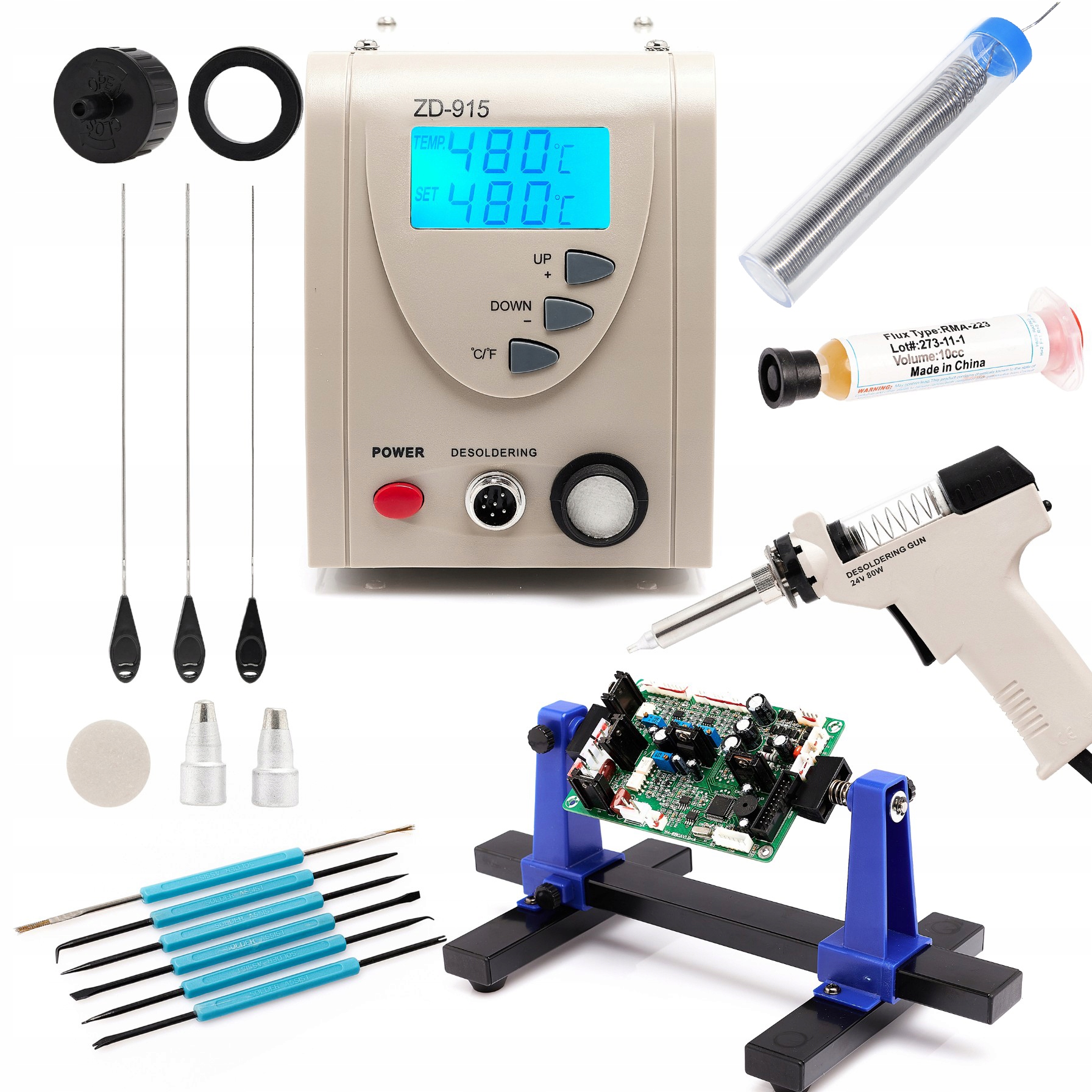 Odpáječ Odpájecí Stanice ZD-915 Odsávač Cínu Čerpadlo 80W Sada