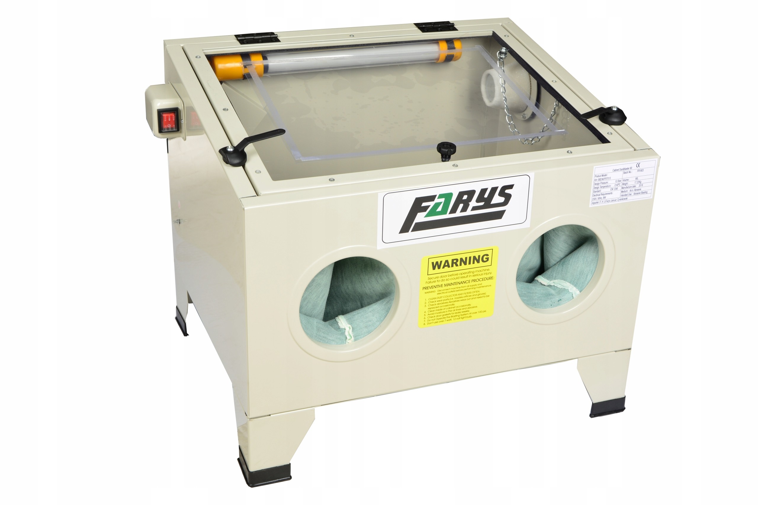 Piaskarka kabinowa 90L PISTOLET DYSZE FOLIA Farys Producent code FR7013