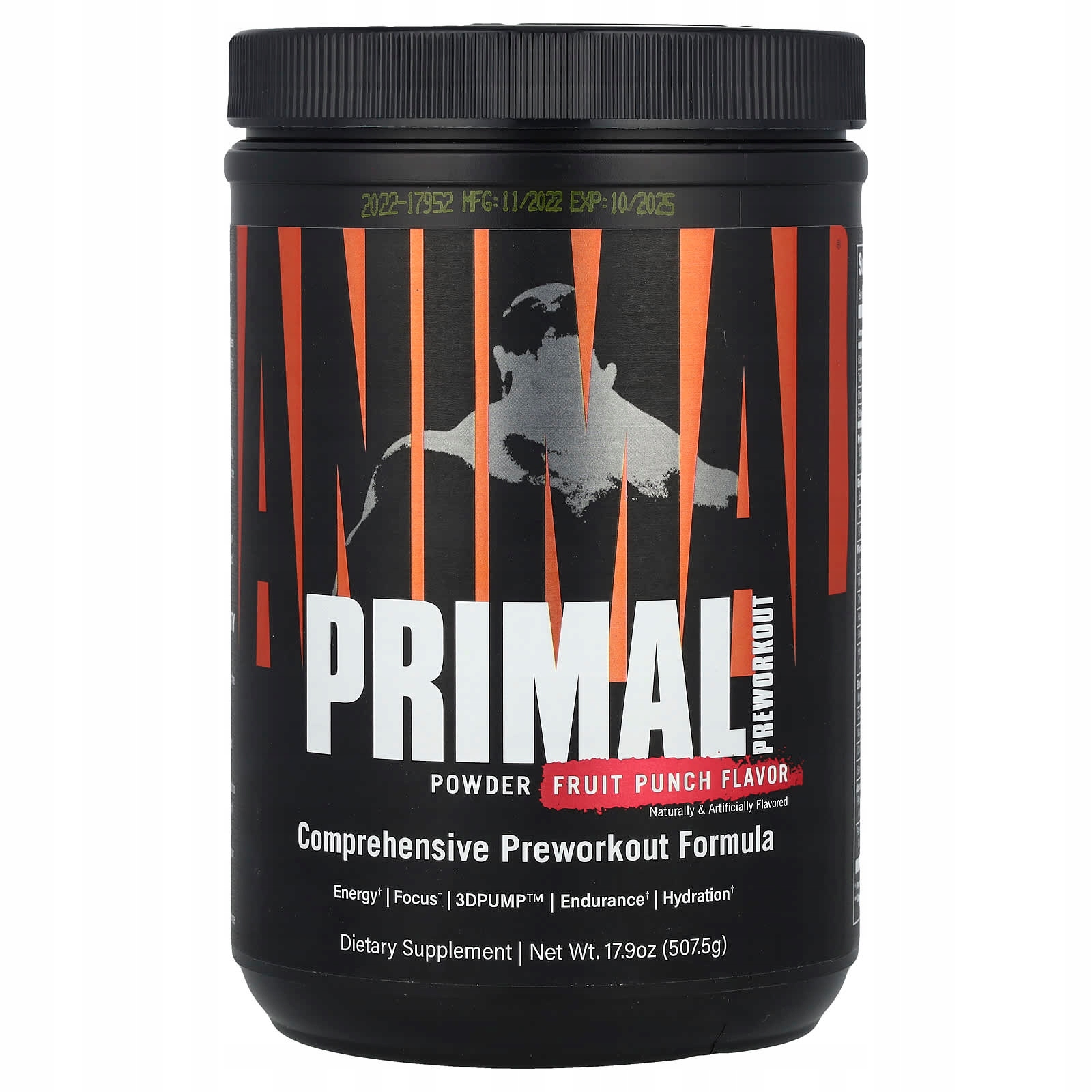Animal, Primal Preworkout Powder, ovocný punč, 507,5 g