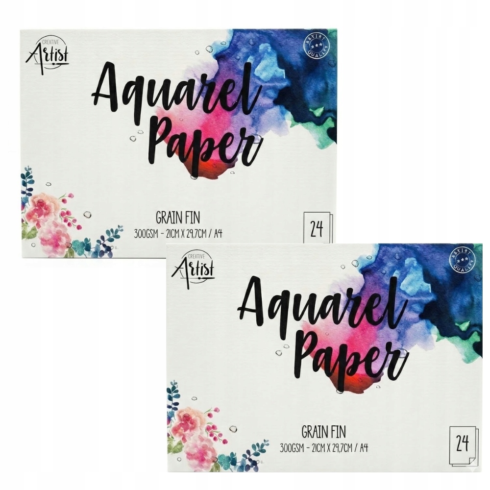 2x BLOK AKWARELOWY A4 biały PAPIER 24szt podobrazie