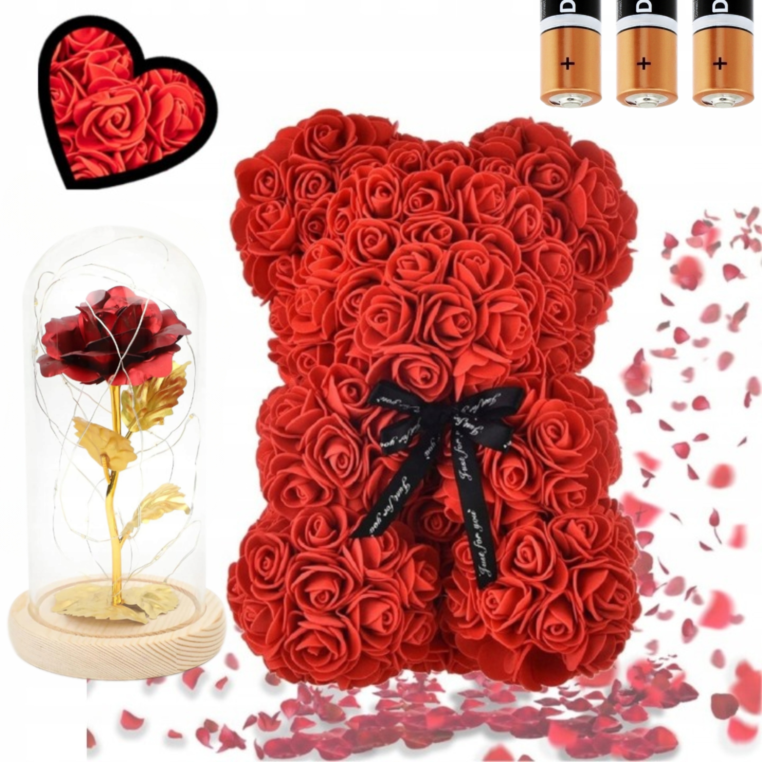 Medvedík Z Ruží Valentínsky Darček Ruže Deň sv. Valentína Darček 25CM Večná Ruža