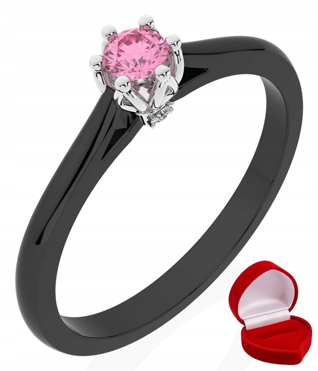 Zlatý Prstýnek 585 14k Safír 0,09 ct Černé Zlato R26