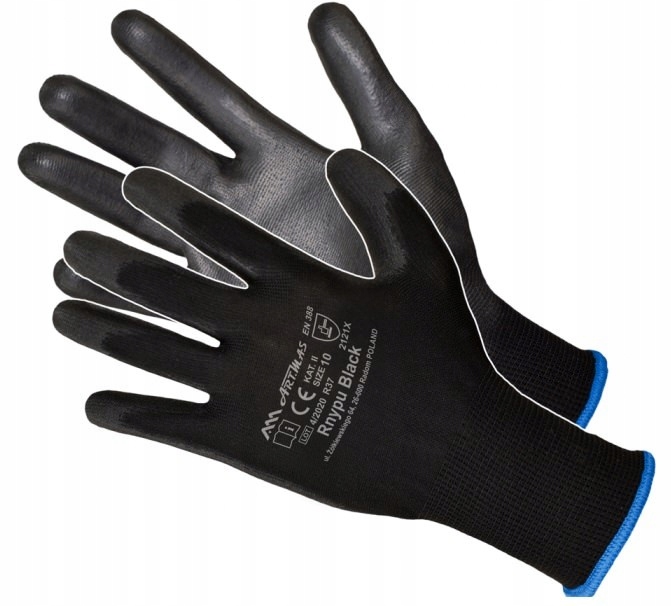 Rękawice ART.MAS RnyPu black 12 par