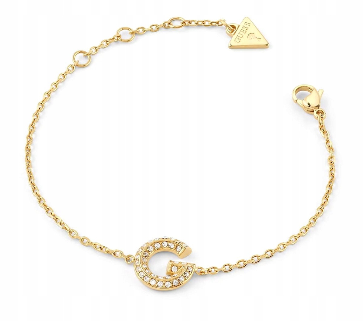 Zlatý Ocelový Dámský Náramek Guess G Crystal Litera G JUBB05442JWYGS