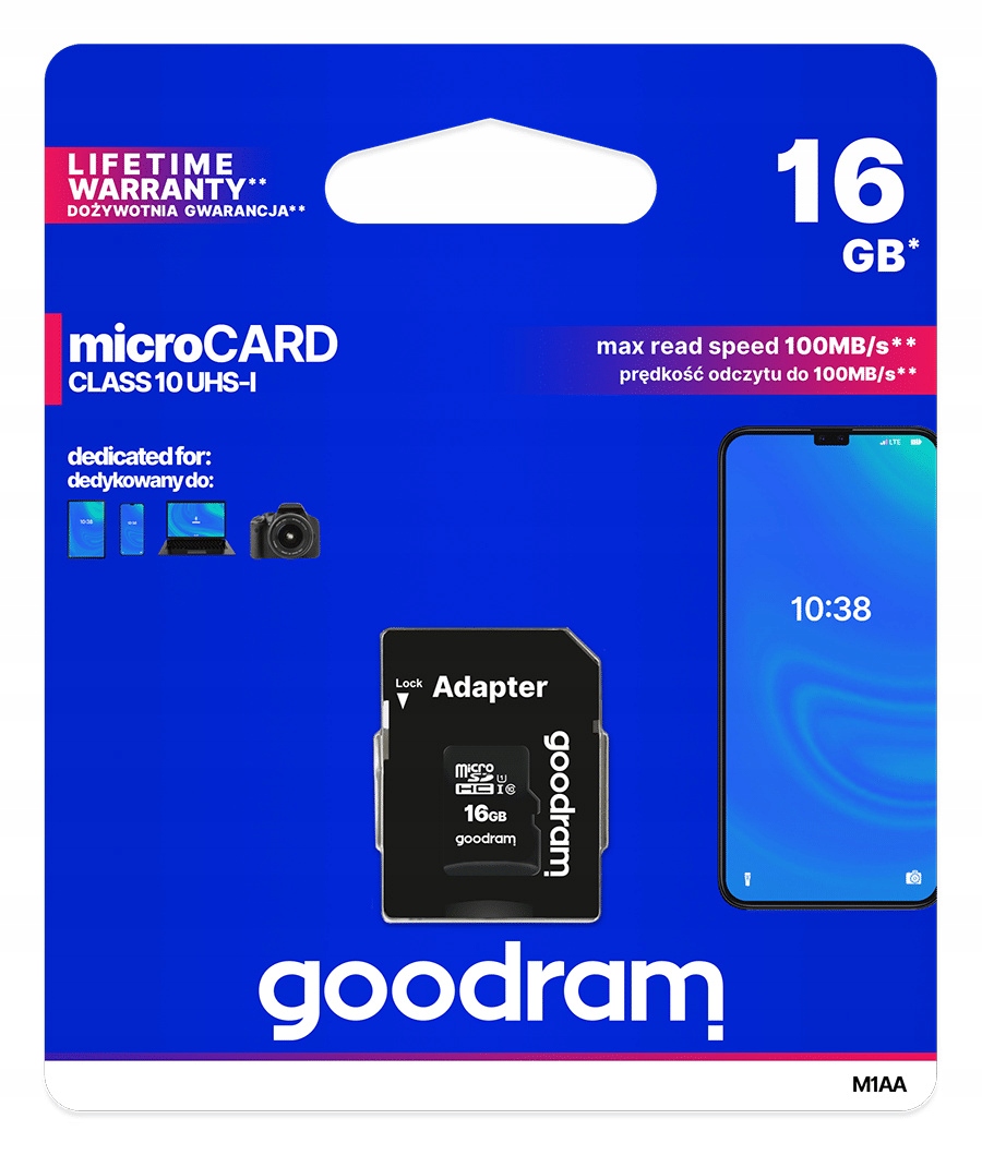 m1aa0160r12 карта пам'яті microSD 16GB UHS-я + ad