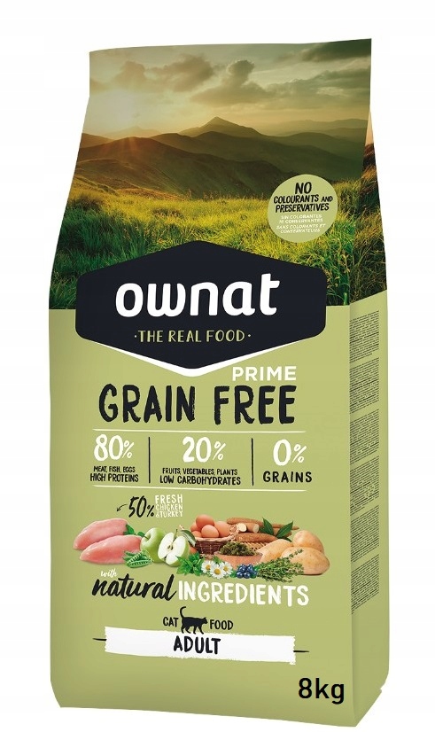 Bezzbożowa Sucha karma dla kota Ownat Prime Kurczak Indyk 8kg