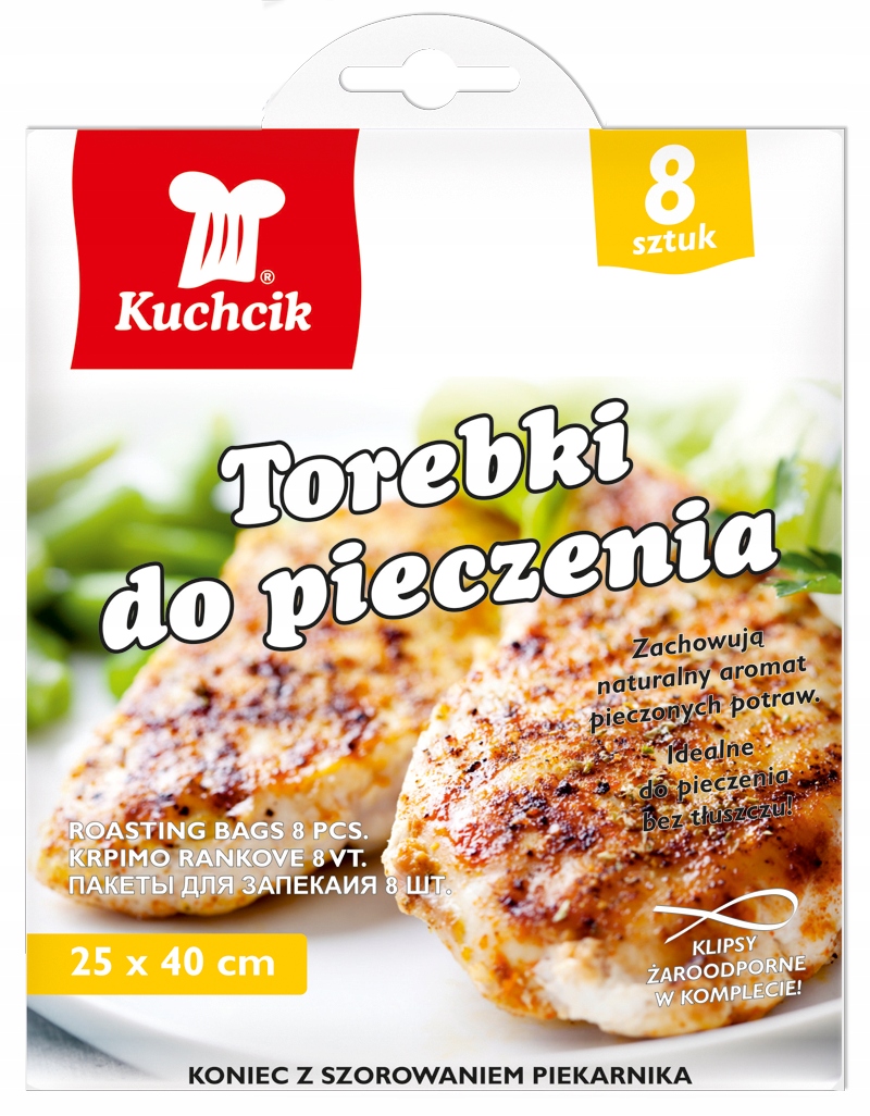 TOREBKI WORECZKI Z KLIPSEM DO PIECZENIA 25*40 cm x 8 szt. Kuchcik
