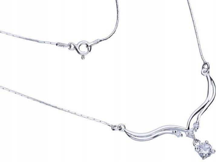Stříbrný náhrdelník 925, elegantní, se zirkony, 4,16 g, s přívěskem, módní vzor