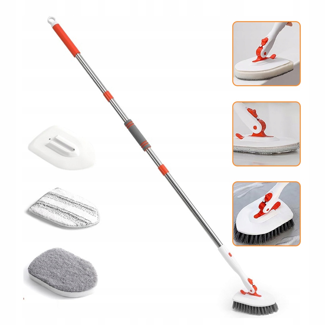 Levně Teleskopický Kartáč Do Koupelny 3V1 Otočný O 180° Vana, Mělký, Nastavitelný