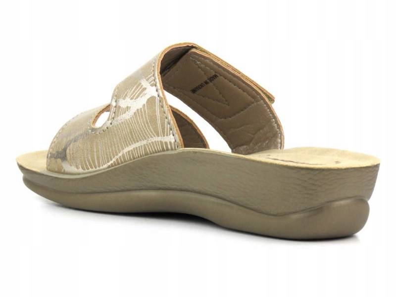 KLAPKI DAMSKIE INBLU VR-60 ZŁOTE BUTY NA LATO RZEP Materiał zewnętrzny skóra ekologiczna