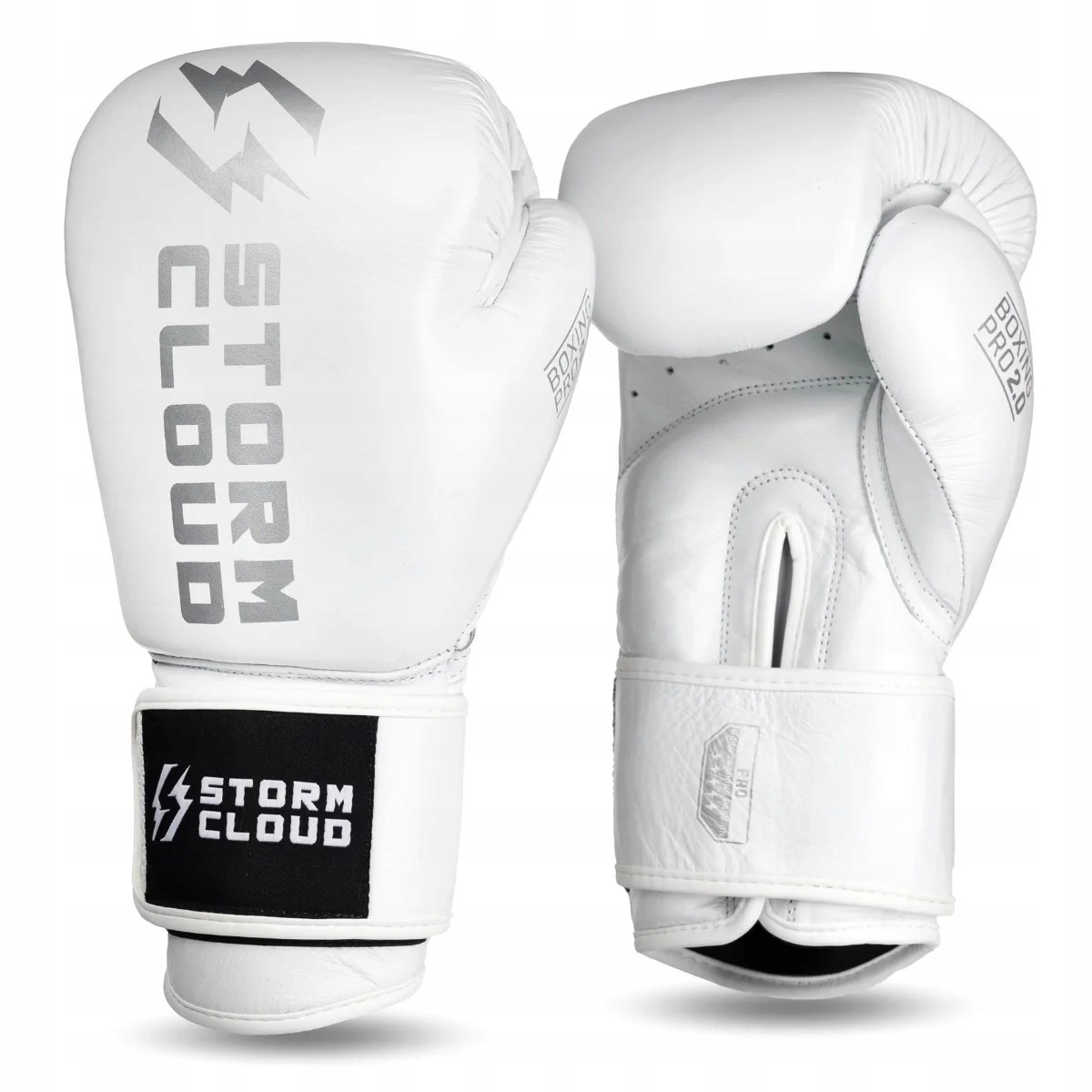 StormCloud Boxerské rukavice z hovězí kůže Boxing Pro 2.0 Bílé 16oz