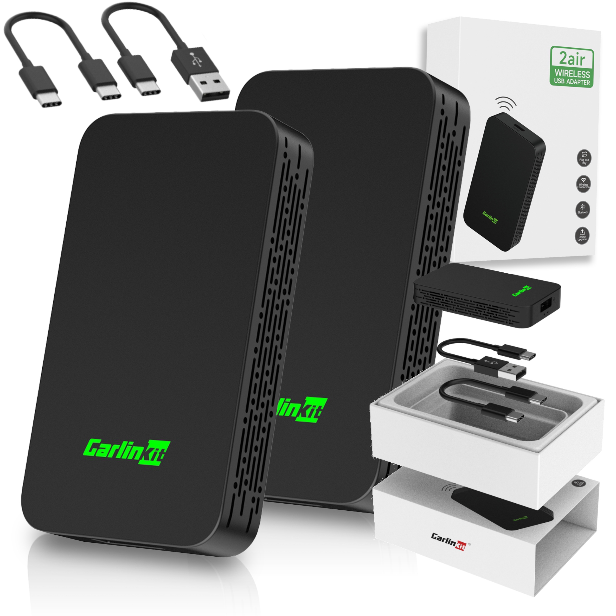 2 Kusy Adaptér Carlink 5.0 Apple Carplay Android Auto Bezdrátový