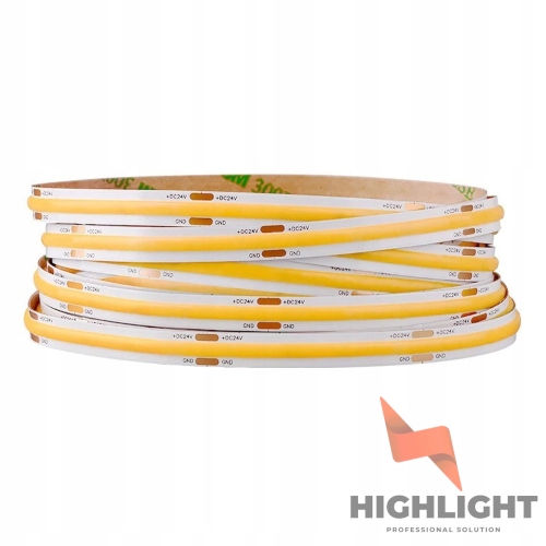 10 m Led pásik Cob 24V 8W 3000K biely teplý Highlight 320 LED/m Pás Neon