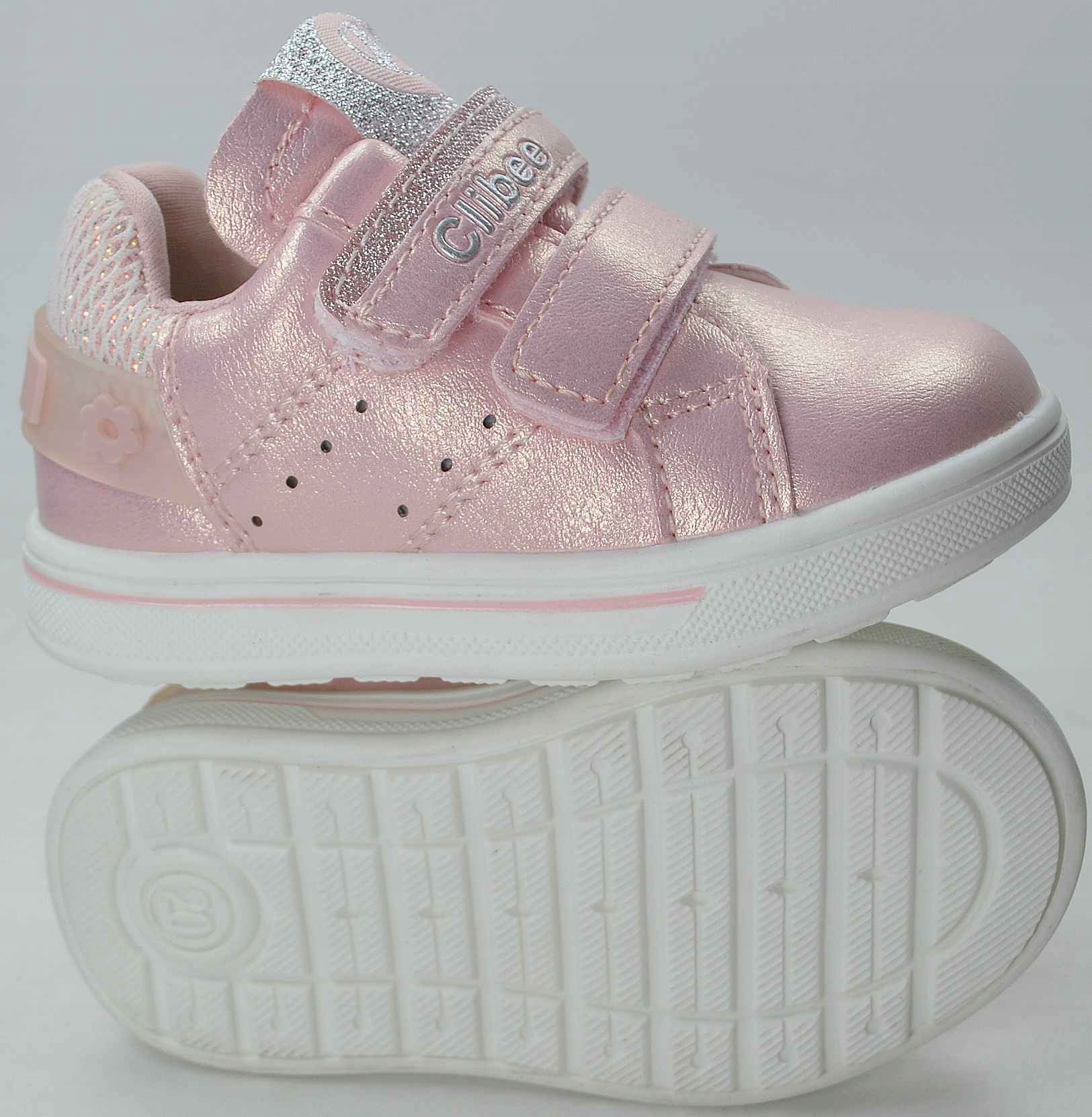 RÓŻOWE błyszczące adidaski dla dziewczynki półbuty wkł prof skóra rzep r 24 Odcień blady róż